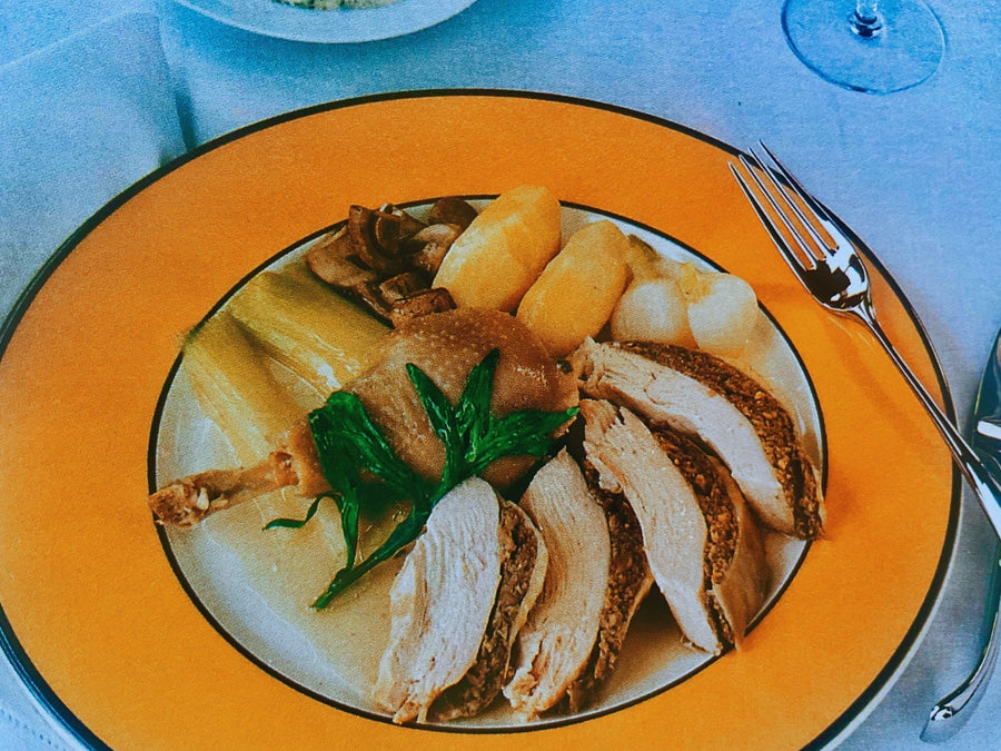 Poached Chicken with Mushrooms and Vegetables