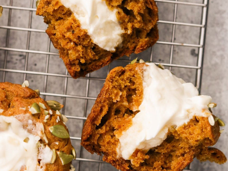 Pumpkin Spice Muffins — Cream-Cheese Core