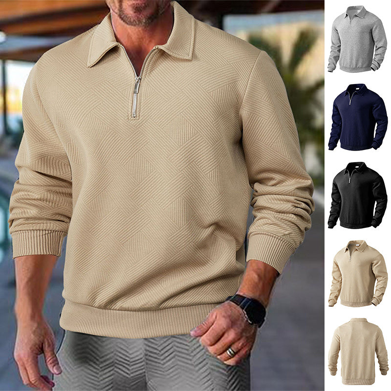 H&F Lapel Jacquard Half-Zip c