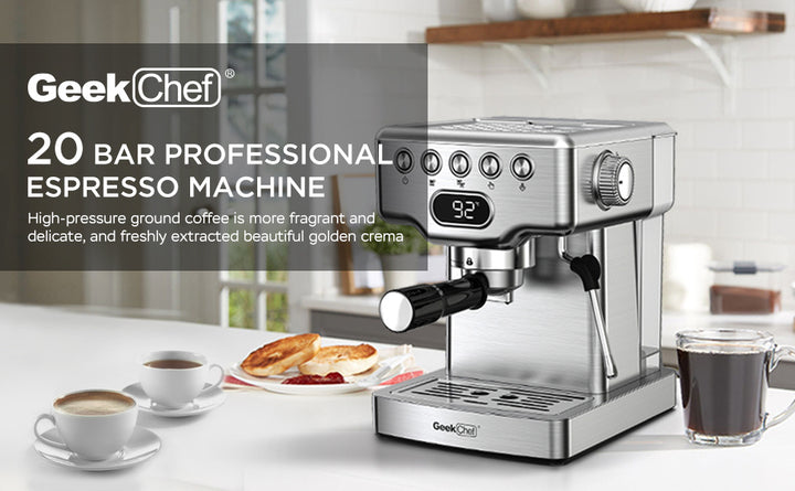 Geek Chef Espresso With Milk Frother For Latte, Cappuccino, Macchiato