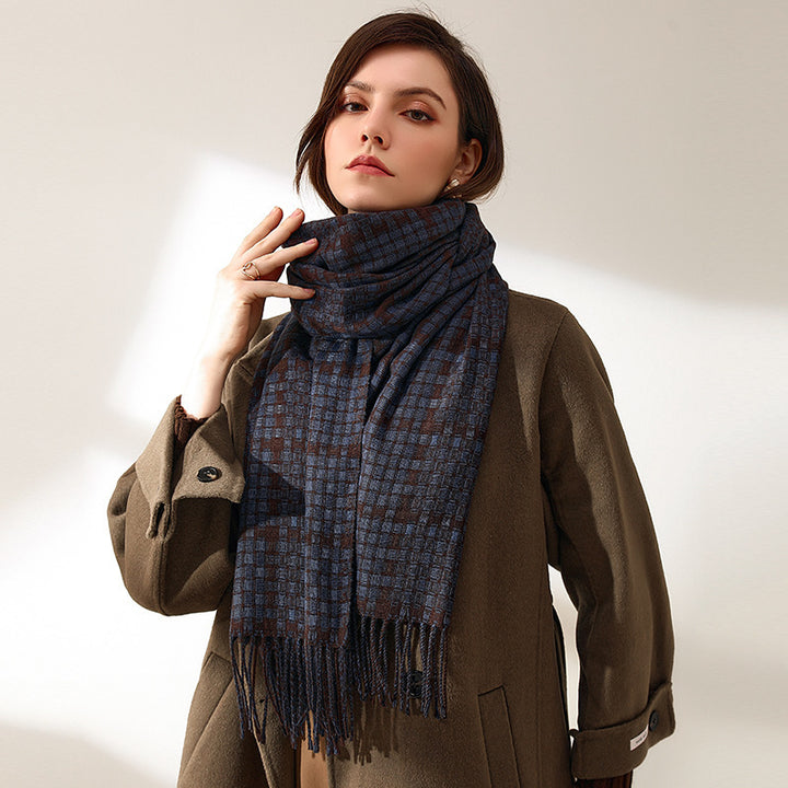 H&F Plaid Cashmere Scarf c