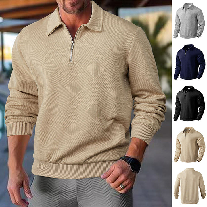 H&F Lapel Jacquard Half-Zip c