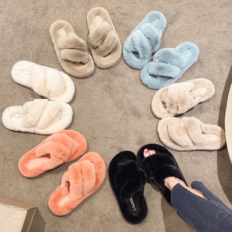 H&F Fuzzy Plush Slippers c