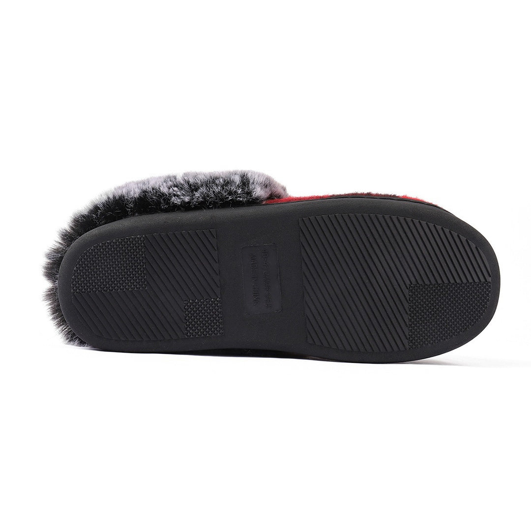H&F Plaid Fluffy Slippers c