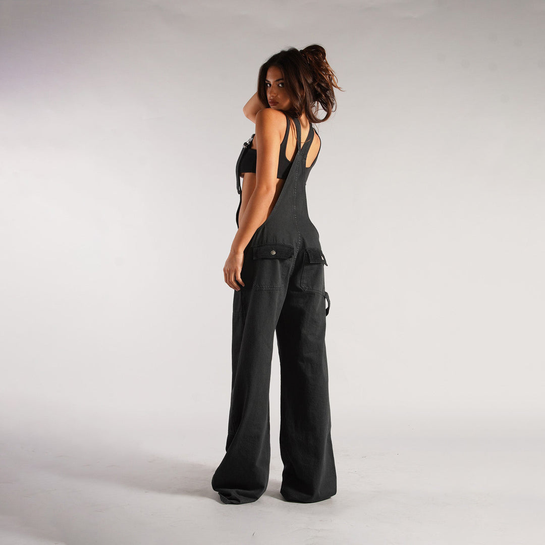 H&F Zipper Denim Overalls c