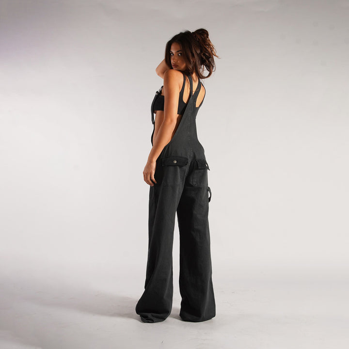 H&F Zipper Denim Overalls c