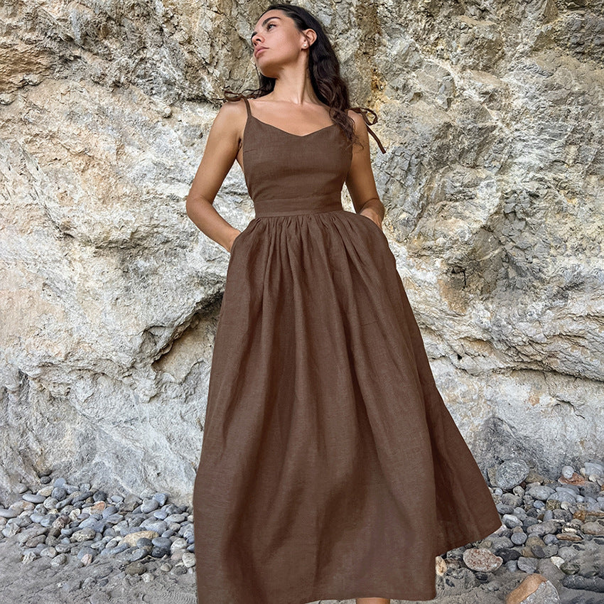 H&F Linen Strap Dress c