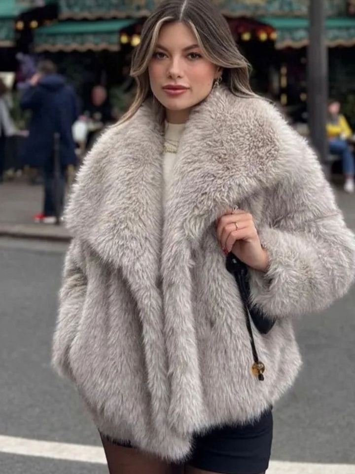 H&F Plush Lapel Coat c