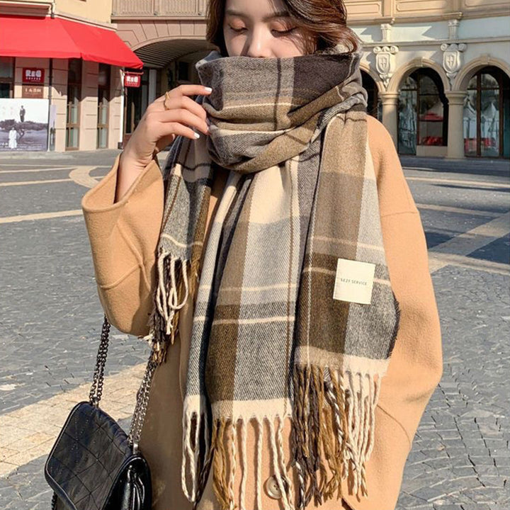 H&F Plaid Long Scarf c
