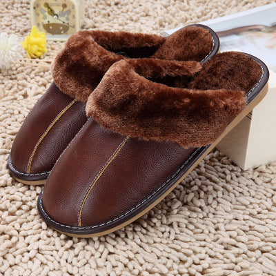 H&F Cowhide Cotton Slippers c