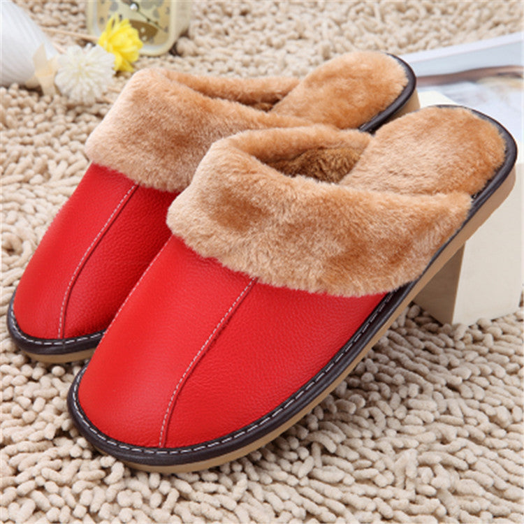 H&F Cowhide Cotton Slippers c