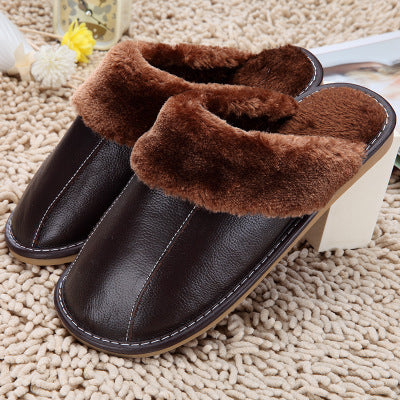 H&F Cowhide Cotton Slippers c