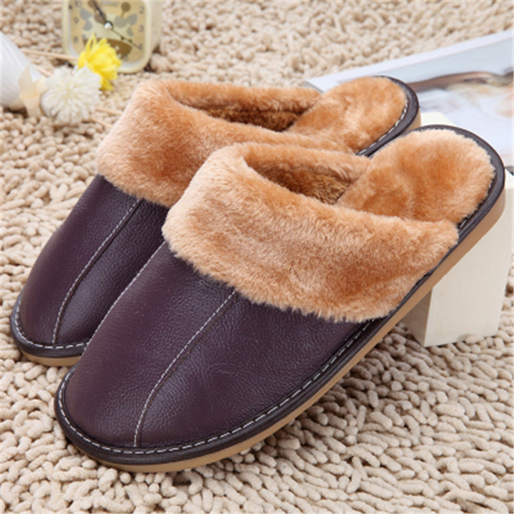 H&F Cowhide Cotton Slippers c