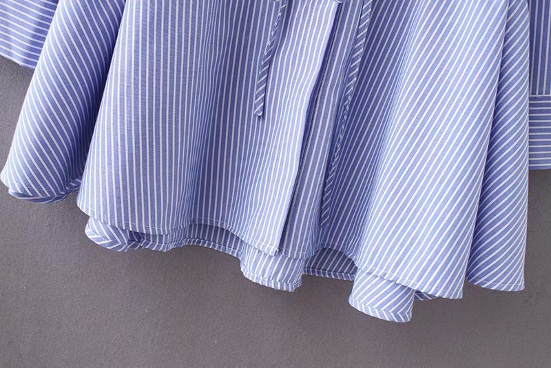New Style Waist Drawstring Striped Shirt Women