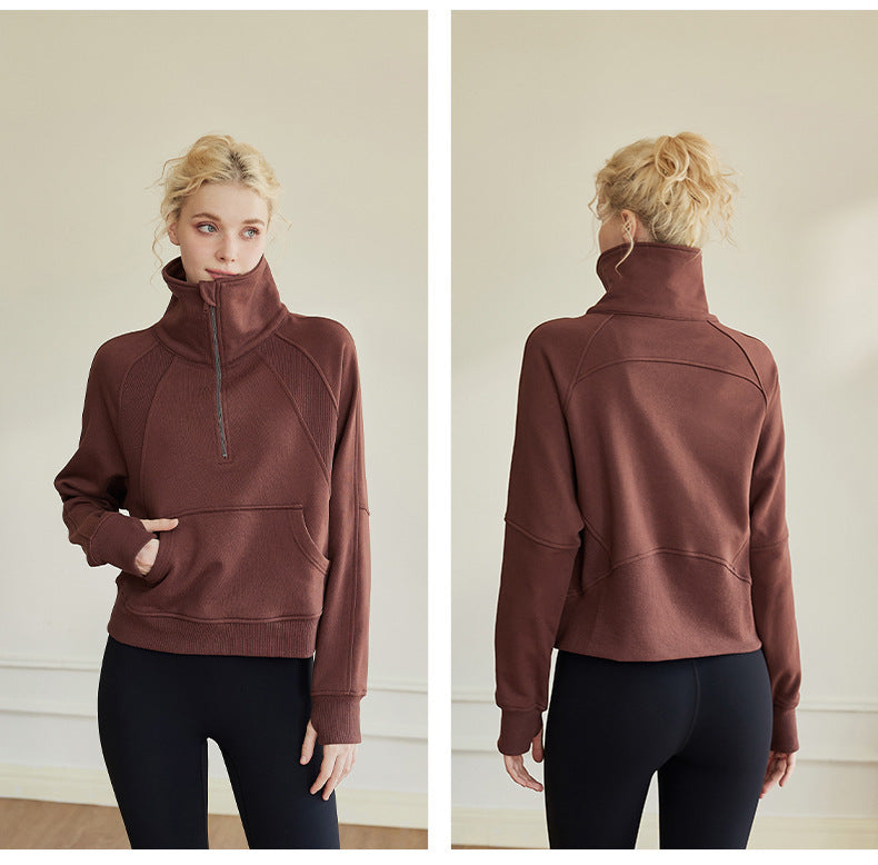 H&F Velvet Zipper Sweater c
