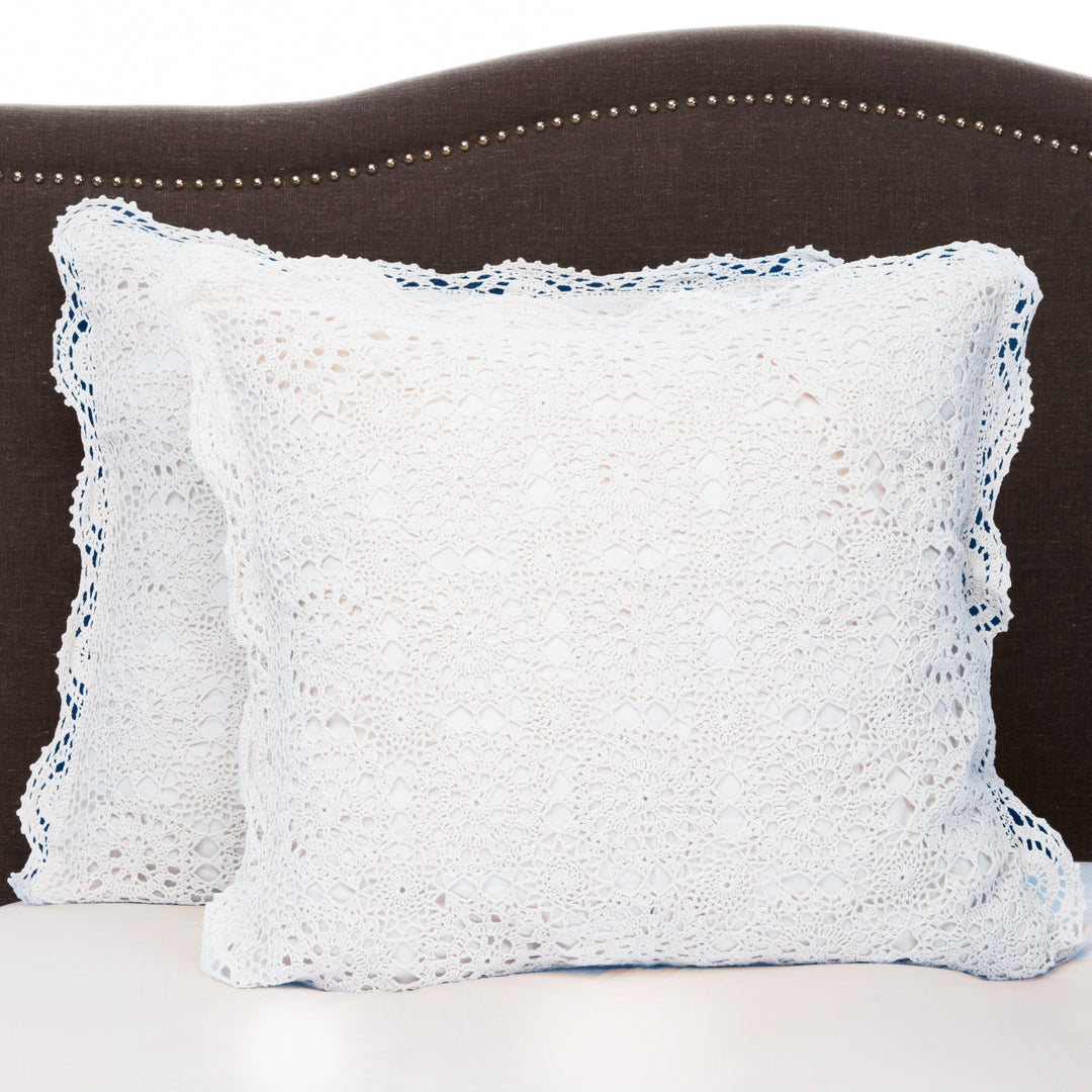 Hand Made Crochet Cotton Pillow Sham Pairs