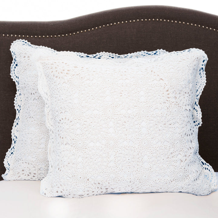 Hand Made Crochet Cotton Pillow Sham Pairs