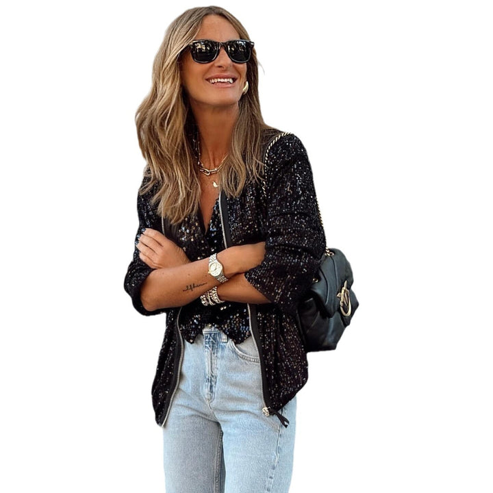 H&F Sequined Stand Jacket c