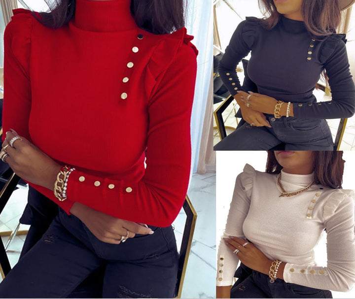 H&F Button Knit Top c