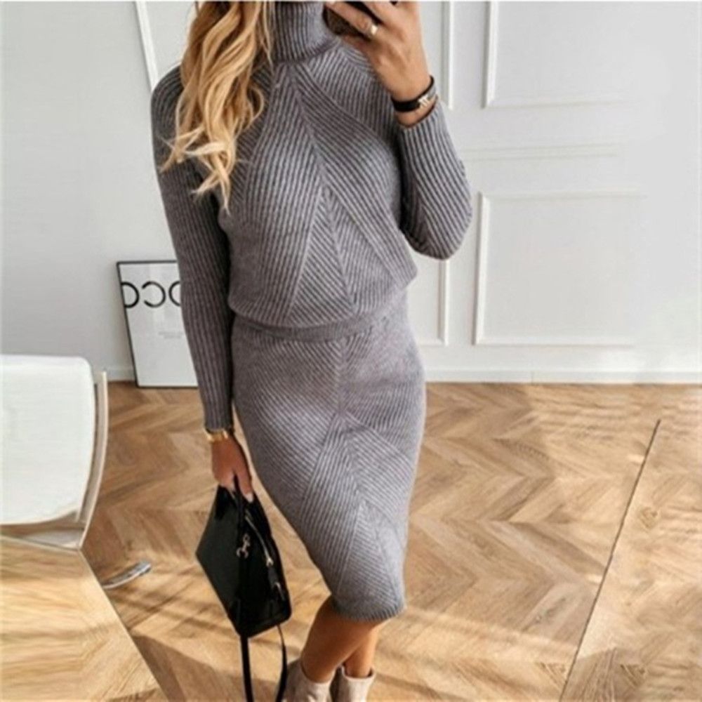 H&F Turtleneck Knit Skirt c
