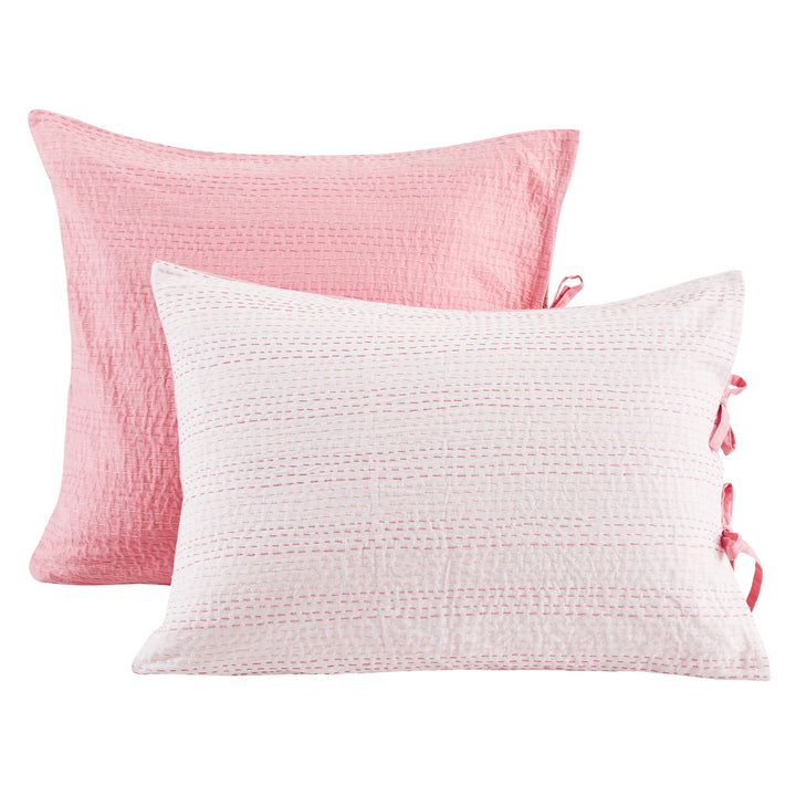 Hand Stitched Reversible Kantha Pillow Sham Pairs