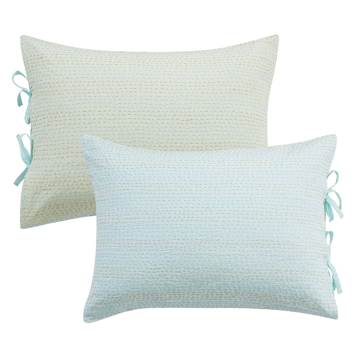 Hand Stitched Reversible Kantha Pillow Sham Pairs