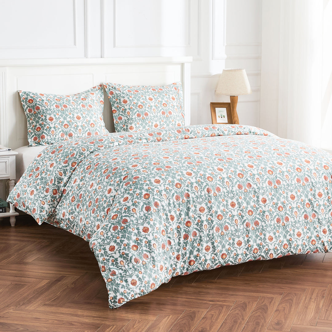 Arts & Crafts Floral Printed Duvet Set