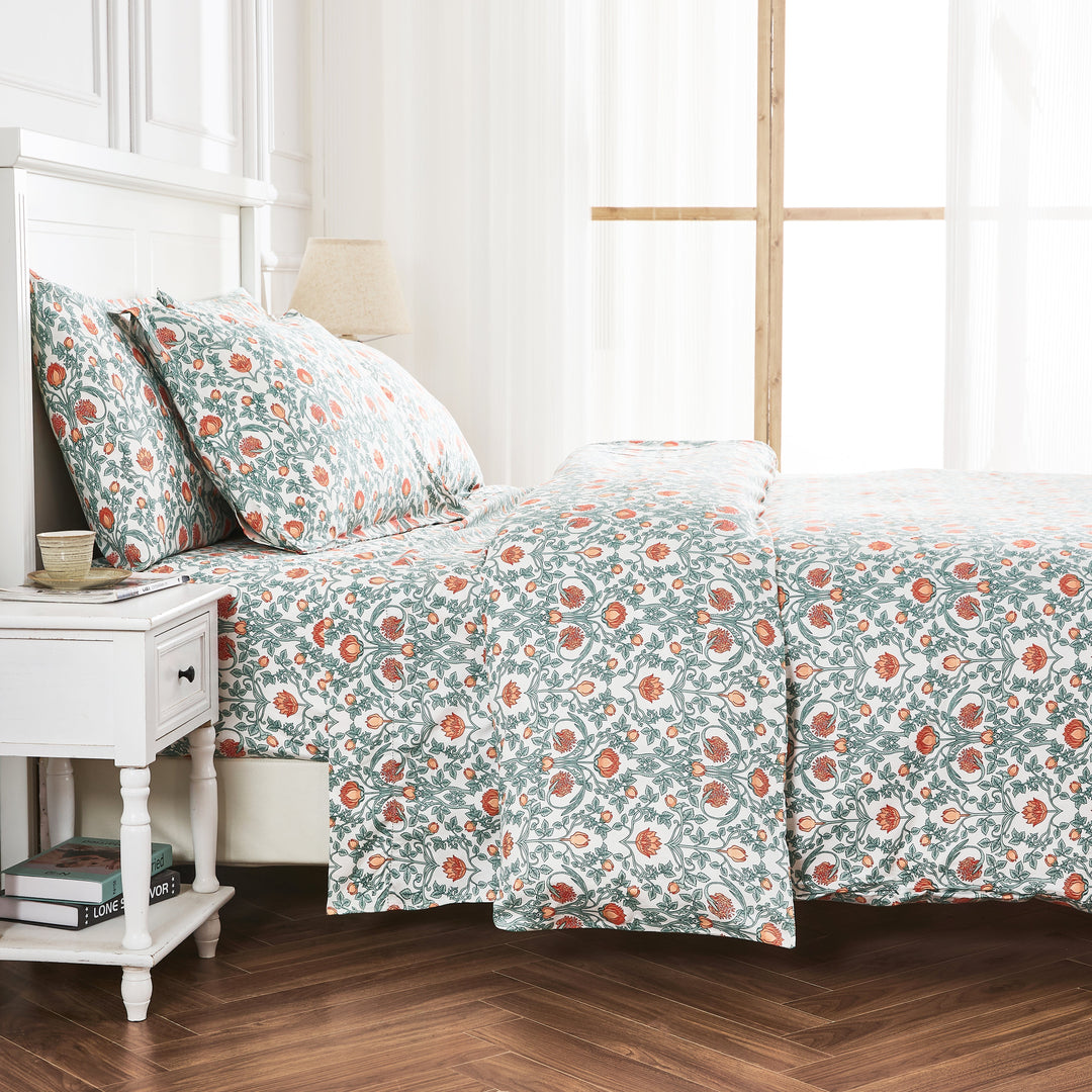 Arts & Crafts Floral Printed Duvet Set