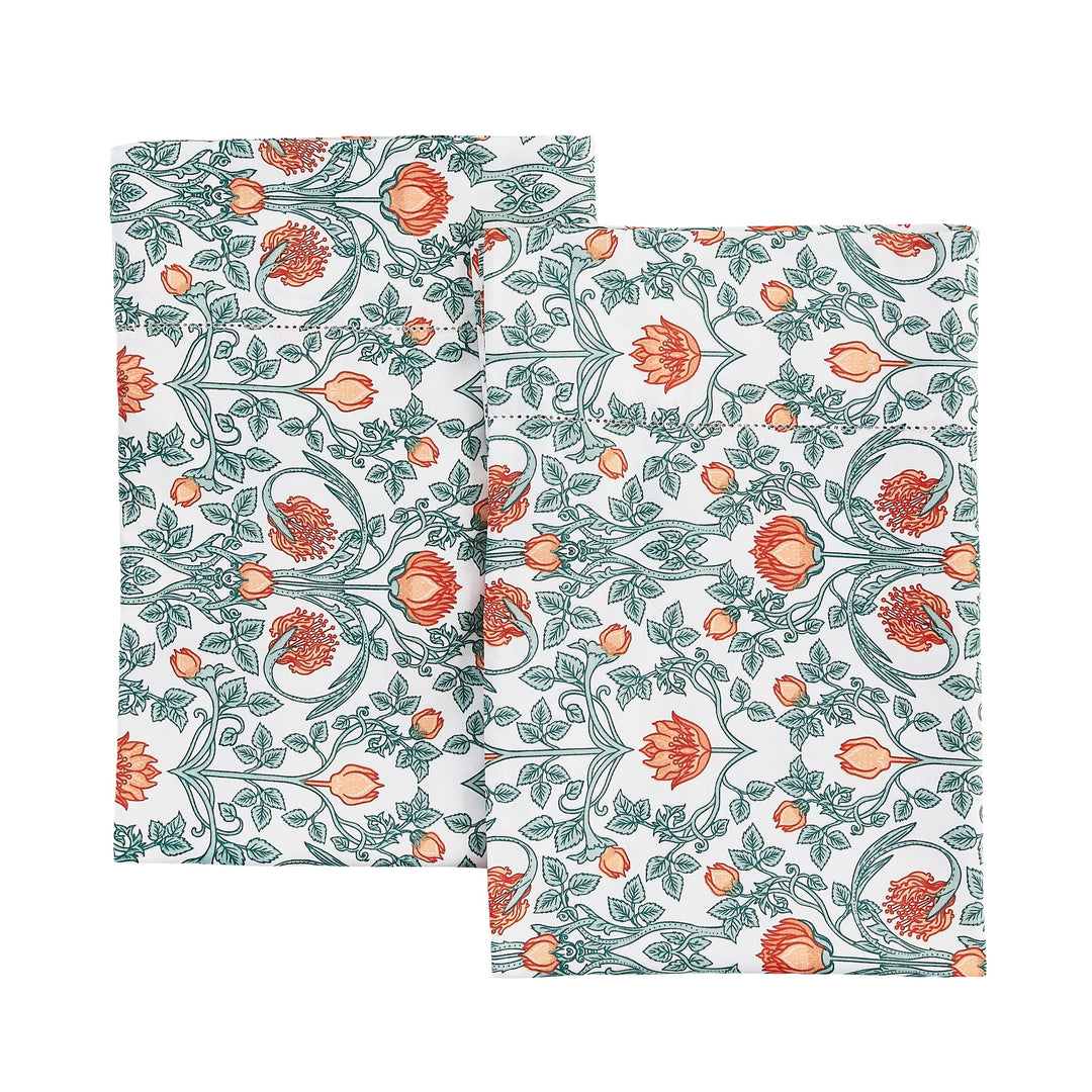 Arts & Crafts Floral Printed Pillowcase Pair