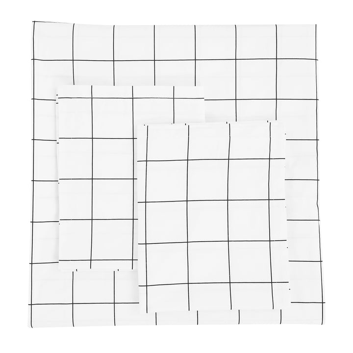 Grid Printed Cotton Percale Duvet Set