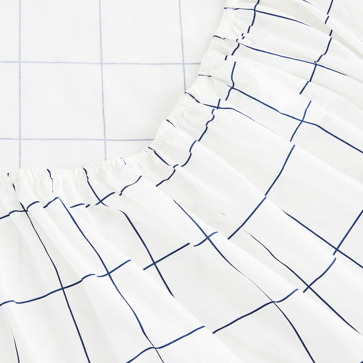 Grid Printed Cotton Percale Sheet Set