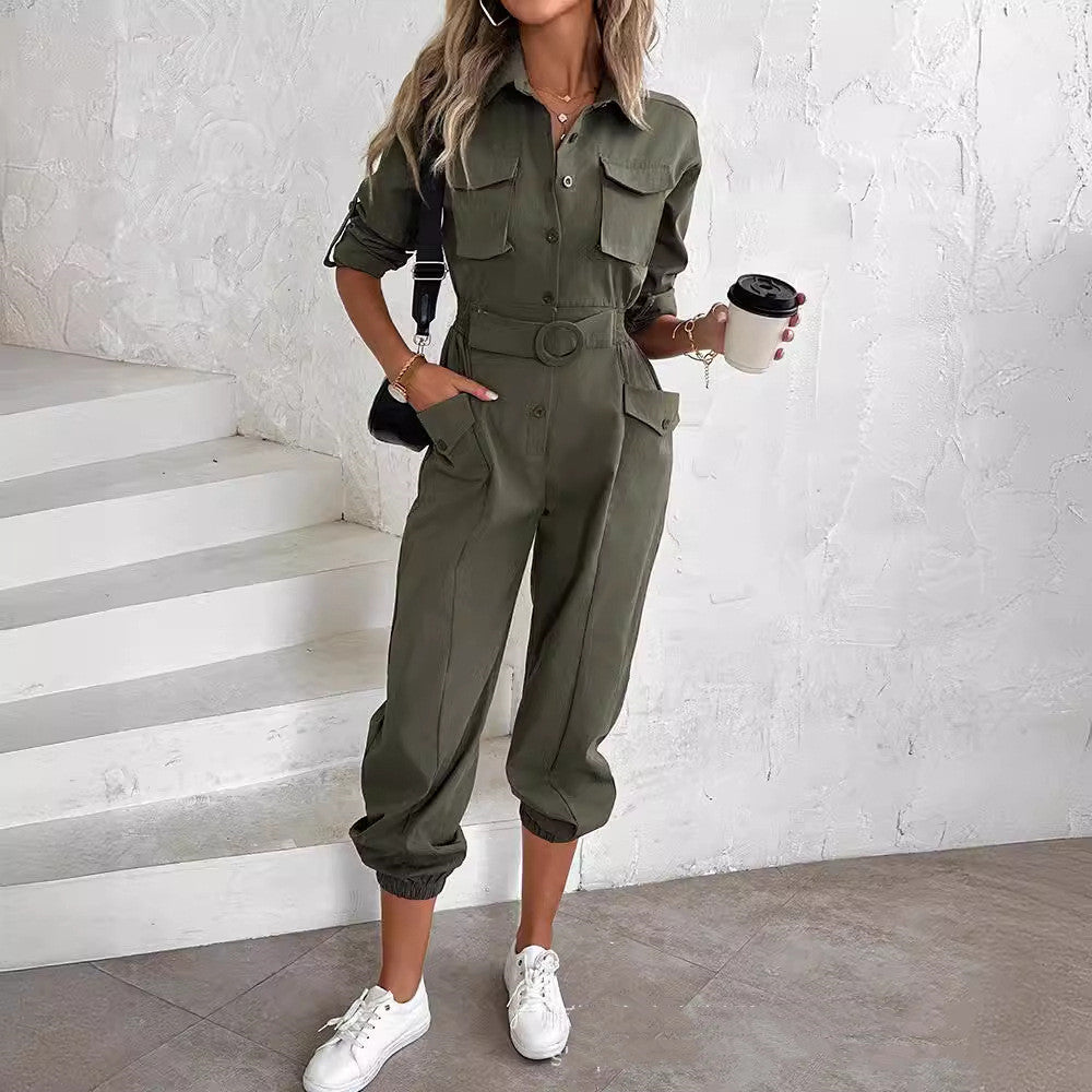 H&F Waist-Tied Cargo Jumpsuit c