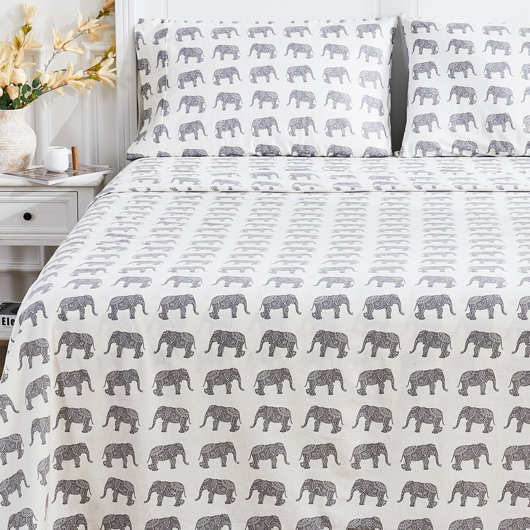 Elephants Flannel Sheet Set