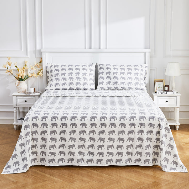 Elephants Flannel Sheet Set