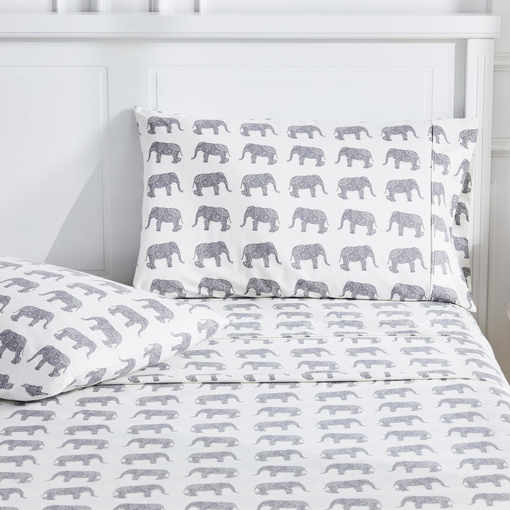 Elephants Flannel Sheet Set