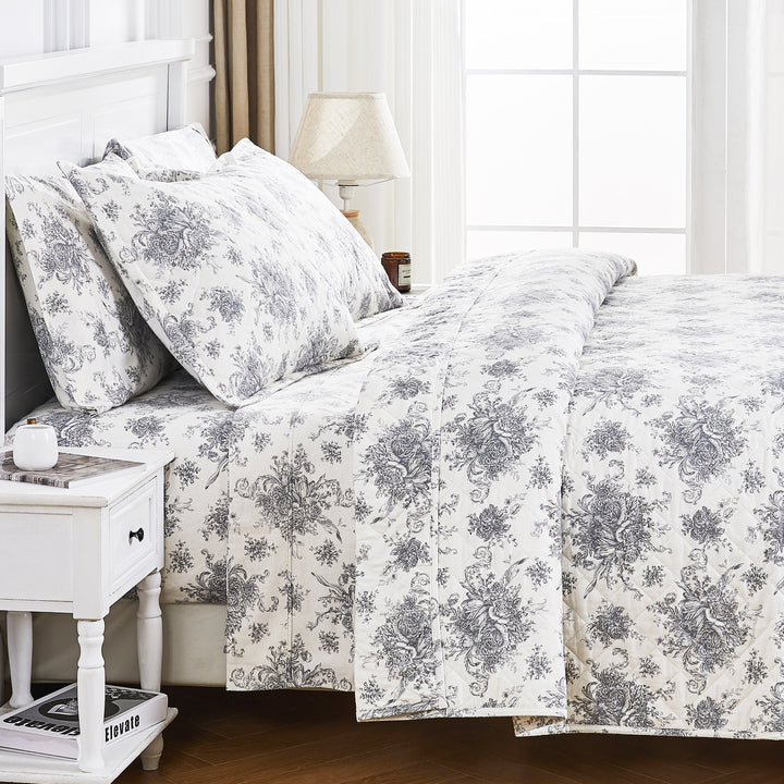 Elephants Cotton Flannel Quilt Set
