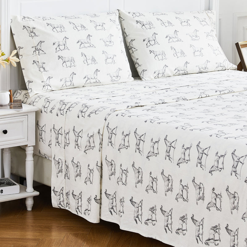 Horses Flannel Sheet Set