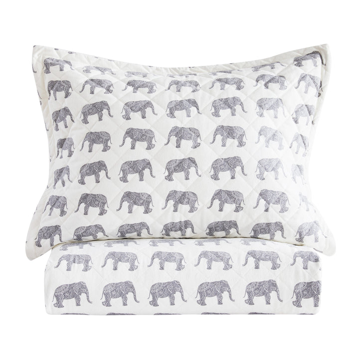 Elephants Cotton Flannel Quilt Set