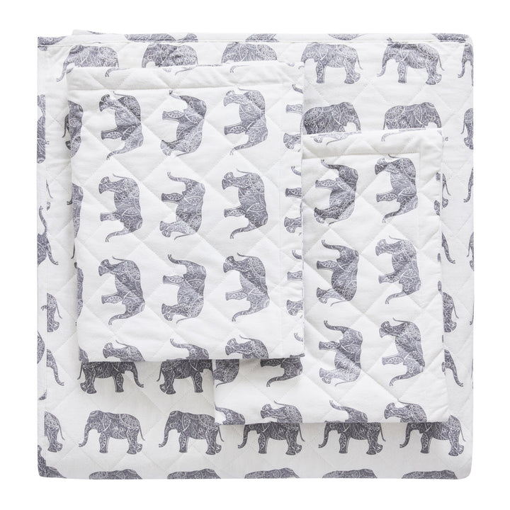 Elephants Cotton Flannel Quilt Set