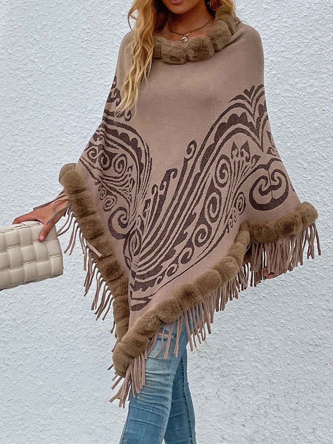 H&F Fur Collar Shawl c