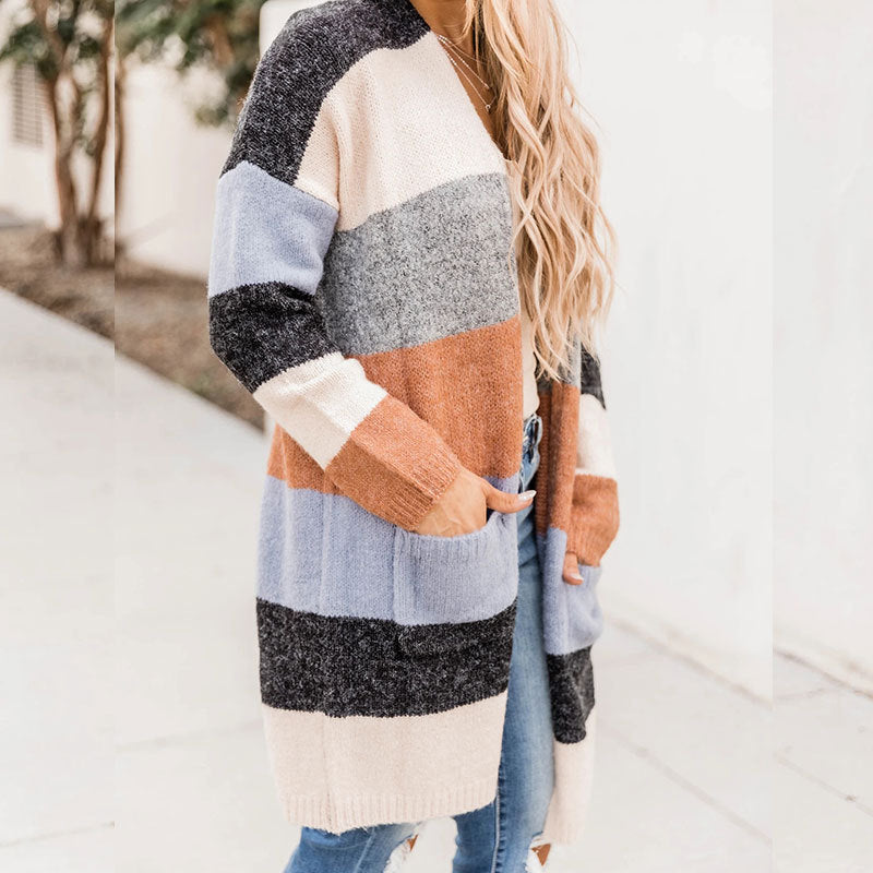 H&F Striped Loose Cardigan c