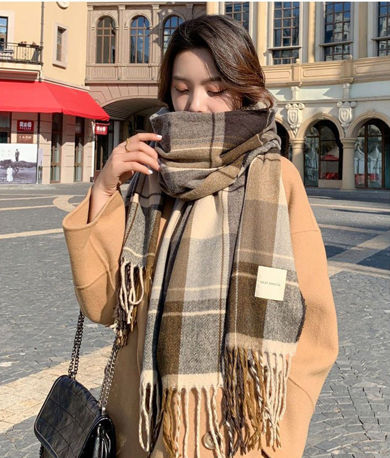 H&F Plaid Long Scarf c