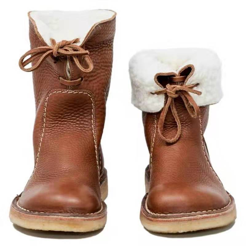 H&F Fur Lace-Up Snow Boots c