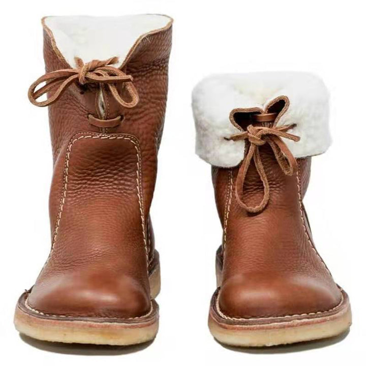 H&F Fur Lace-Up Snow Boots c