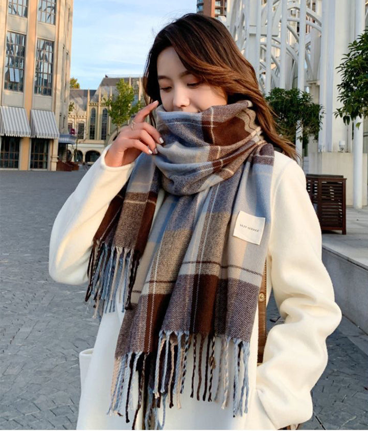 H&F Plaid Long Scarf c