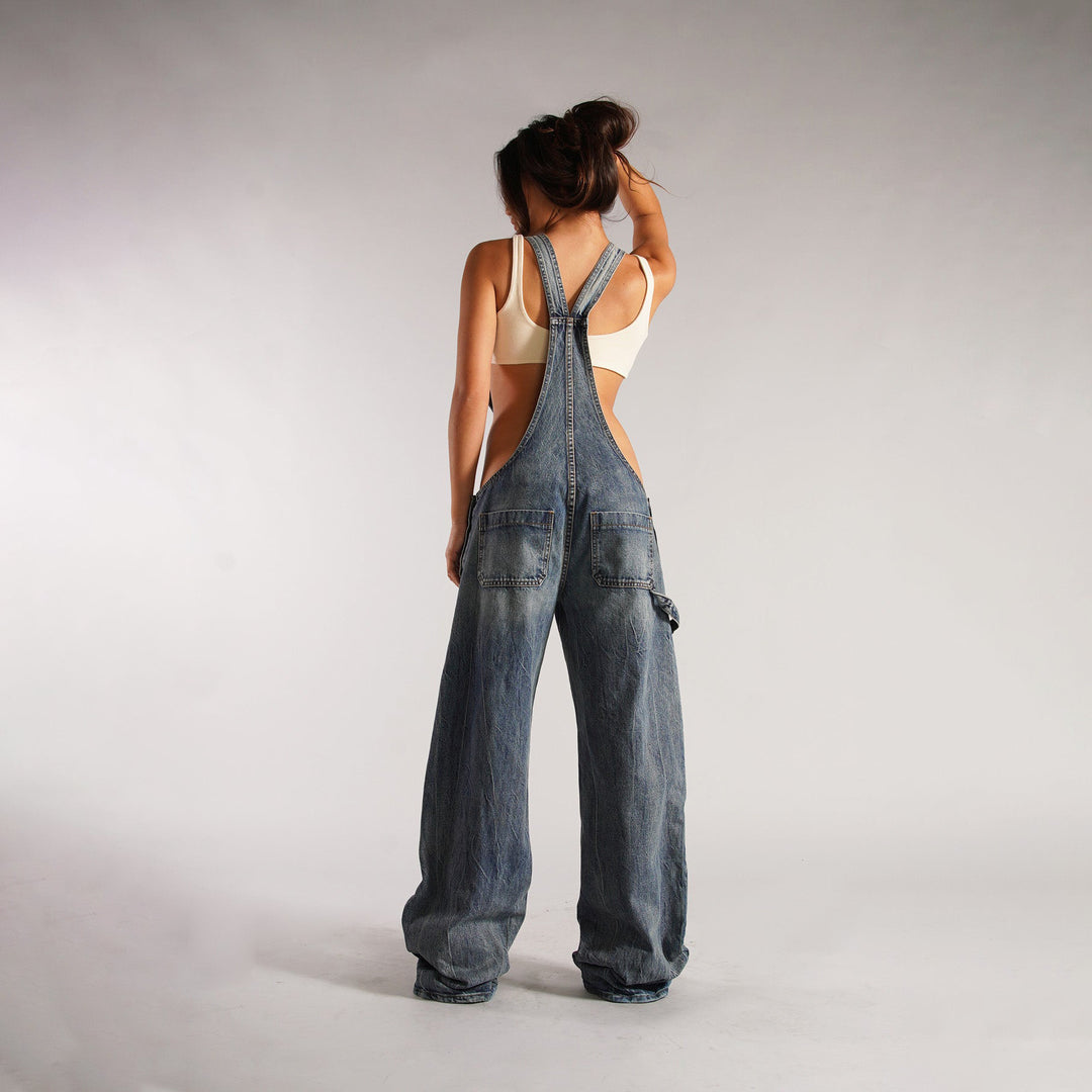 H&F Zipper Denim Overalls c
