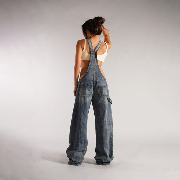 H&F Zipper Denim Overalls c