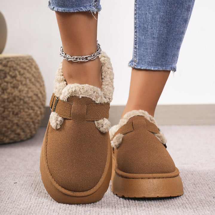 H&F Plush Buckle Slippers c