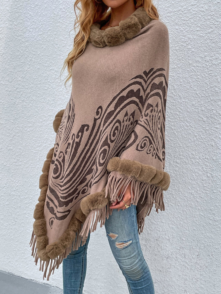 H&F Fur Collar Shawl c