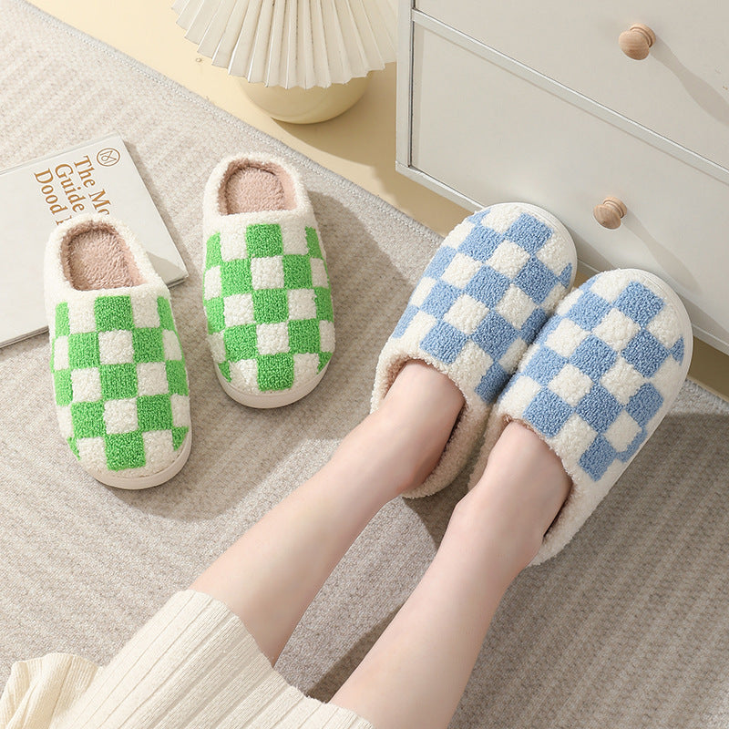 H&F Checkerboard Cotton Slippers c